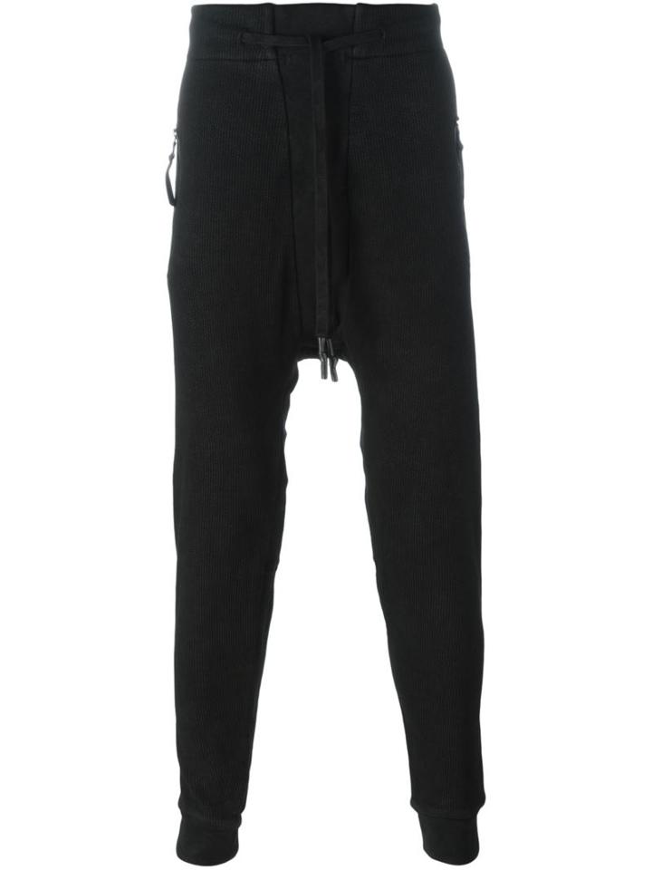 11 By Boris Bidjan Saberi Cuffed Drop Crotch Pants, Men's, Size: Medium, Black, Cotton