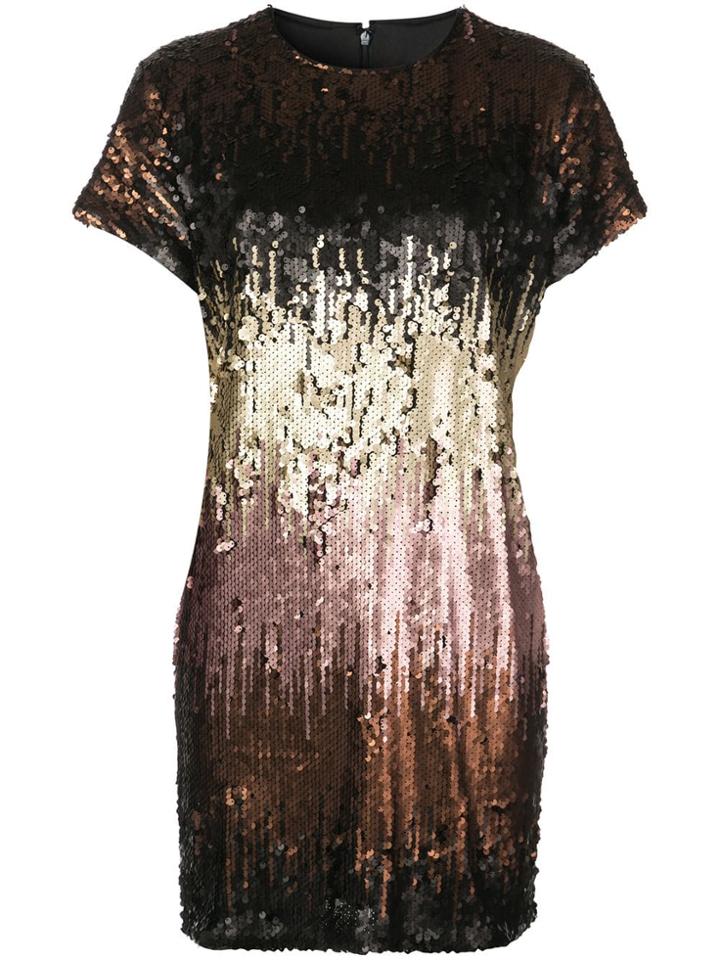 Aidan Mattox Colour Block Sequin Dress - Black