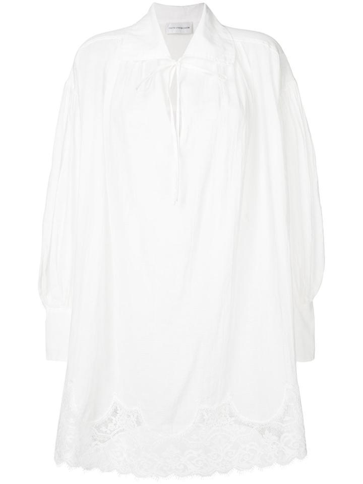 Faith Connexion Lace Trim Tie Neck Blouse - White