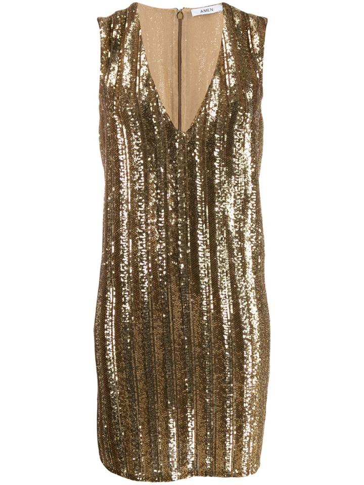 Amen Sequin Embellished Dress - Gold