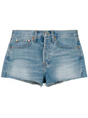Re/done Dirty Destroy Denim Shorts - Blue