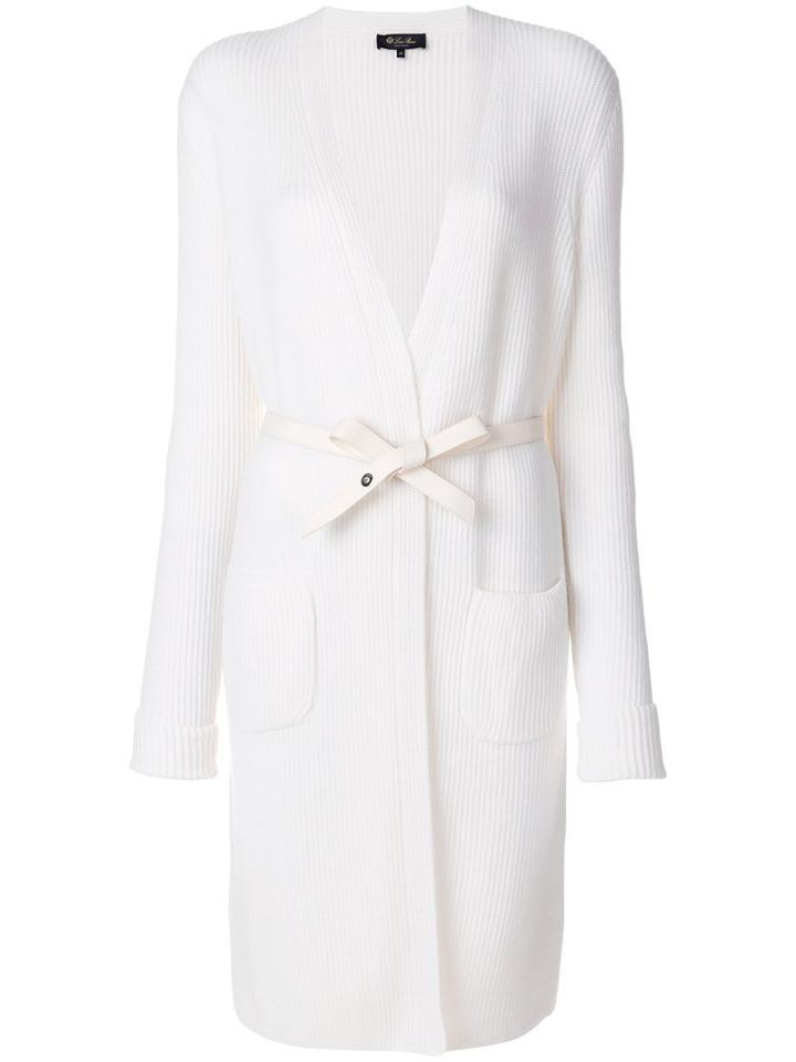 Loro Piana - Long Rib Knit Cardigan - Women - Lamb Skin/cashmere - 44, White, Lamb Skin/cashmere