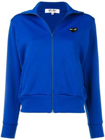 Comme Des Garçons Play Kids Logo Print Zipped Cardigan - Blue