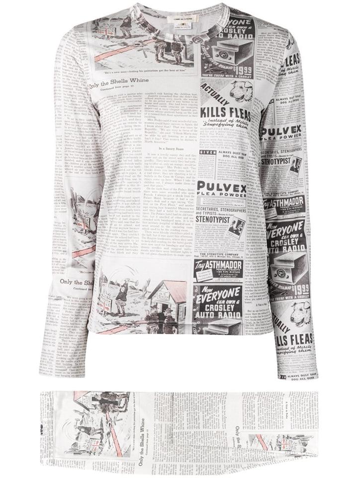 Comme Des Garçons Newspaper Print Two-piece Set - White
