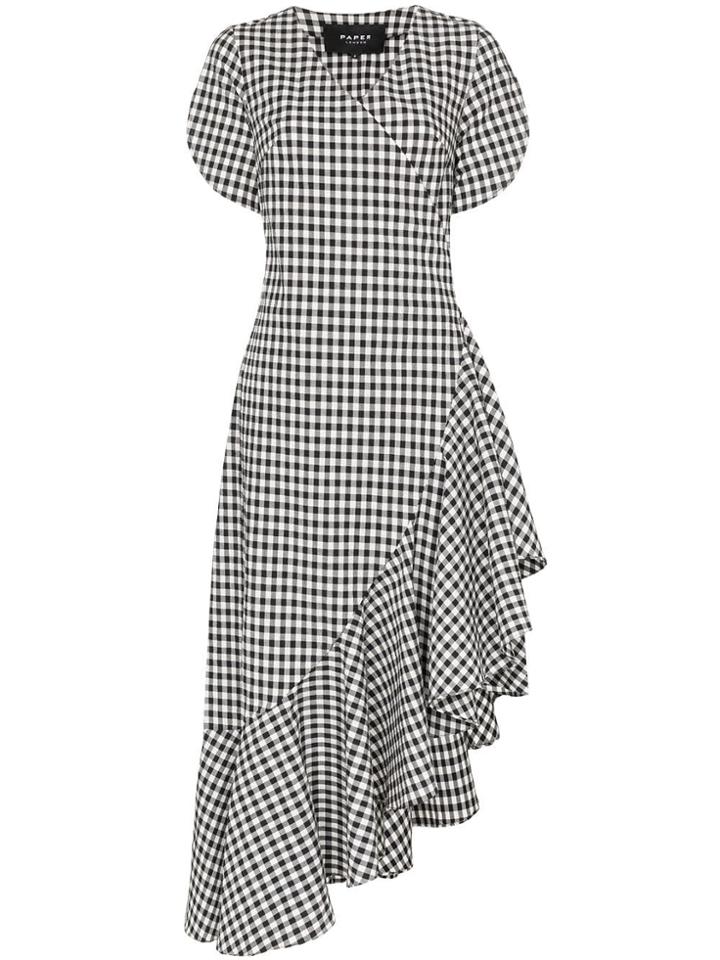 Paper London Colorados Gingham Ruffle Cotton Blend Dress - Black