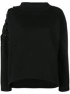 Parlor Beaded Sleeve Detail Sweatshirt - Black