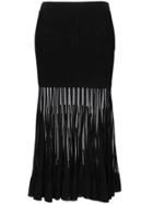 Alexander Mcqueen Mesh Panel Ribbed Knit Midi Skirt - Black