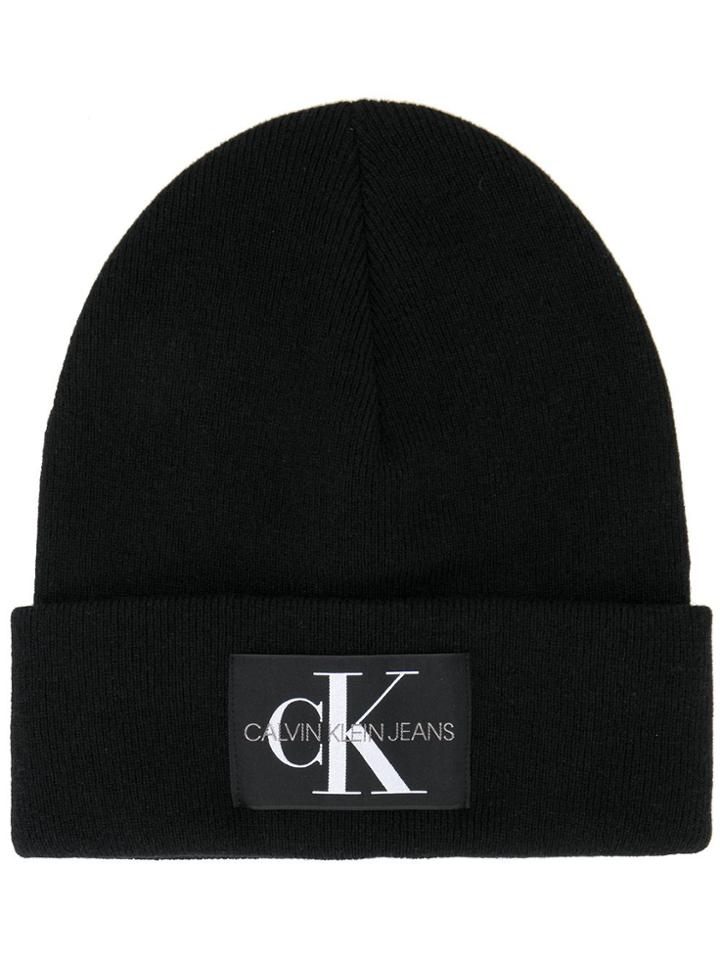 Calvin Klein Logo Patch Beanie - Black