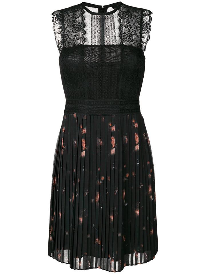 All Saints Pleated And Lace Dress - Black