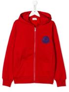 Moncler Kids Zip Front Logo Hoodie - Red