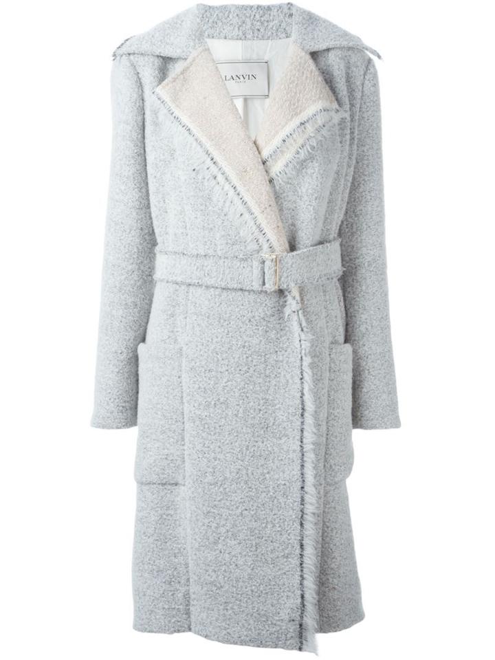Lanvin Dropped Shoulder Belted Coat, Women's, Size: 40, Nude/neutrals, Cotton/jute/acrylic/alpaca
