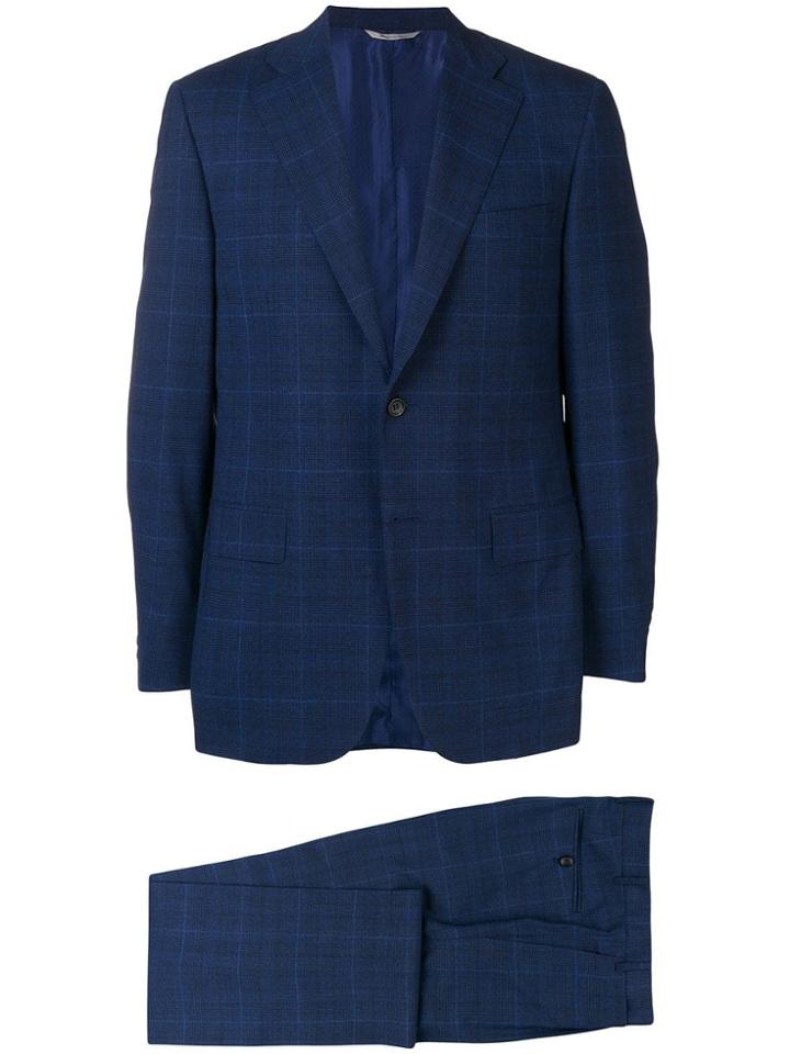 Canali Check Two-piece Formal Suit - Blue