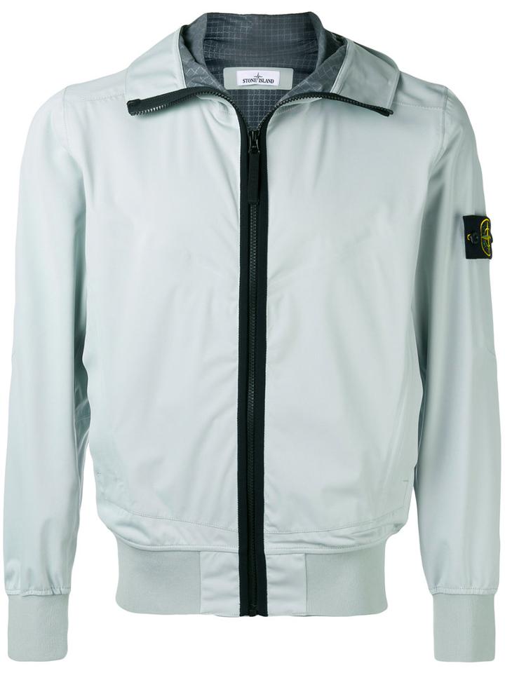Stone Island Zipped Hooded Jacket, Men's, Size: Xl, Grey, Polyester/polyethylene