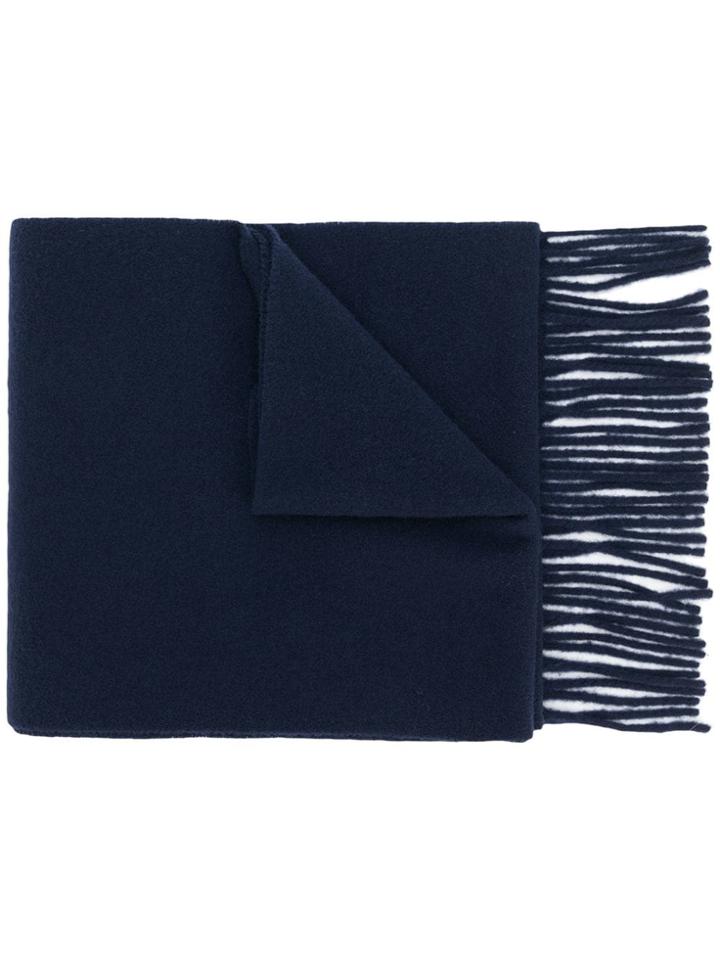 Tiger Of Sweden Fringed Hem Knitted Scarf - Blue