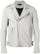 Iro Adeo Biker Jacket, Men's, Size: Medium, Grey, Lamb Skin/nylon/acetate