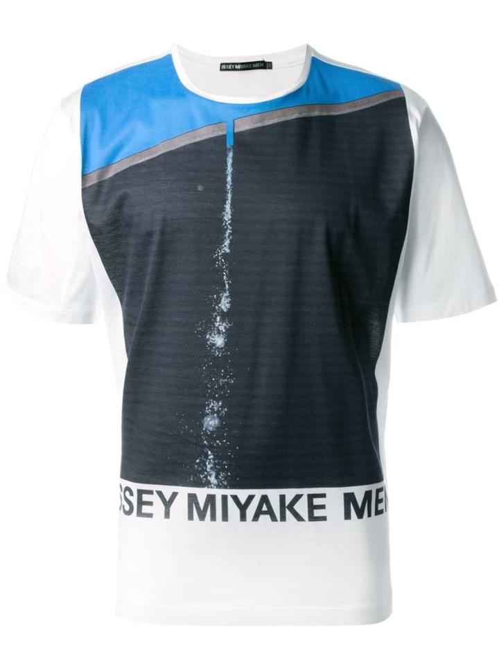 Issey Miyake Men Printed Logo T-shirt, Size: 3, White, Cotton