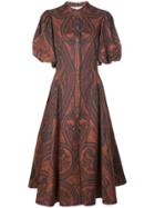 Adam Lippes Printed Puff Sleeved Dress - Red