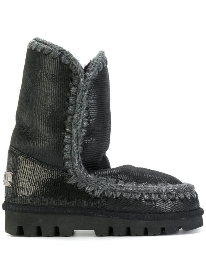 Mou Patent Winter Boots - Black