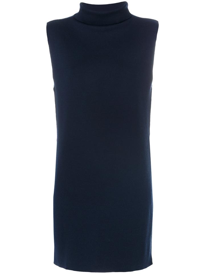 John Smedley Roll Neck Sleeveless Jumper - Blue