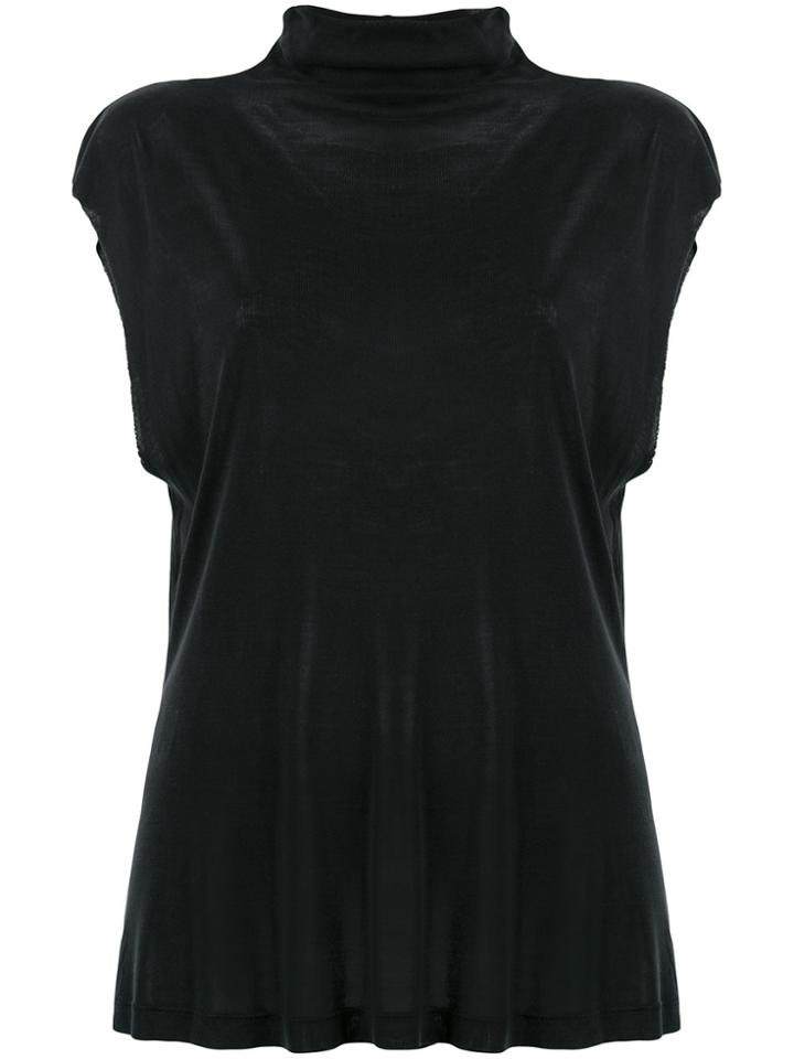 Unravel Project Roll Neck Tank Top - Black