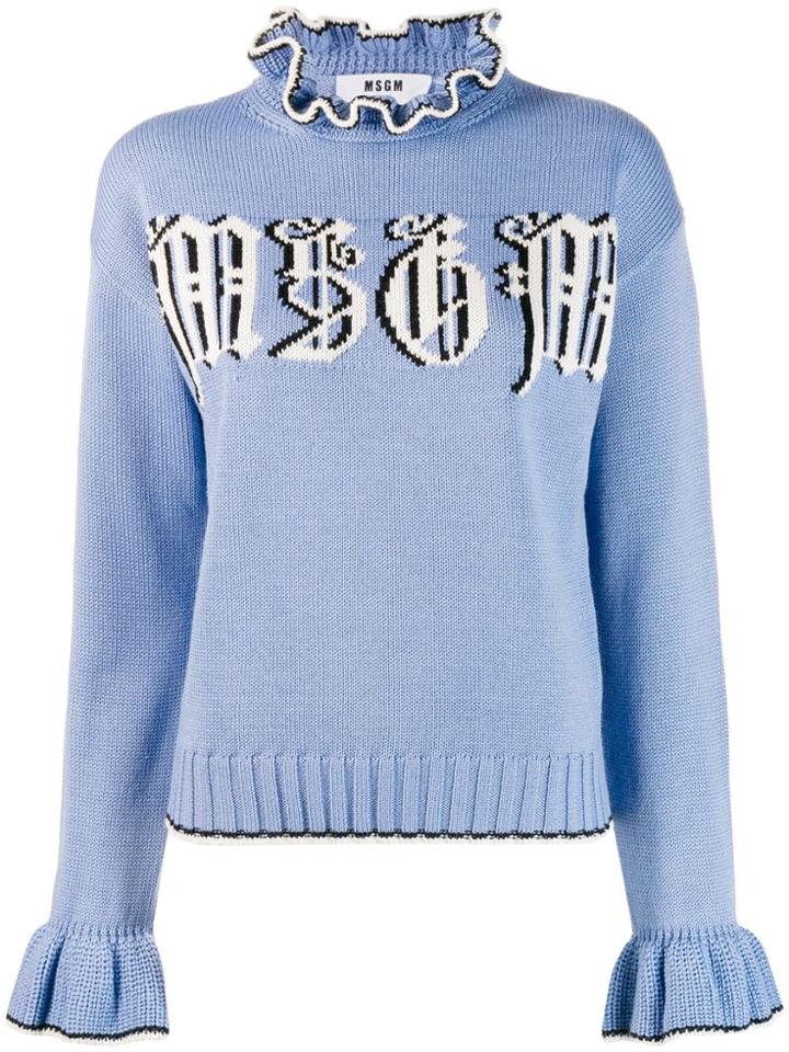 Msgm Knitted Logo Jumper - Blue