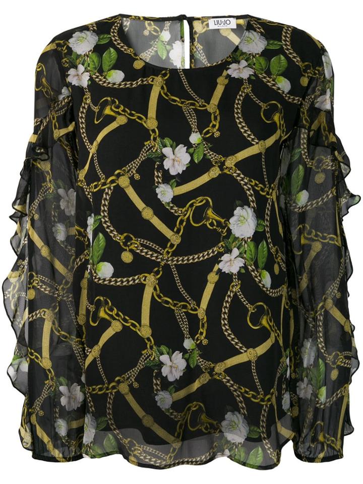 Liu Jo Baroque And Floral Print Blouse - Black