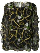 Liu Jo Baroque And Floral Print Blouse - Black
