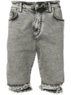 Represent Frayed Denim Shorts - Grey