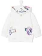 Young Versace - Floral Insert Hoodie - Kids - Cotton/spandex/elastane - 10 Yrs, Girl's, White