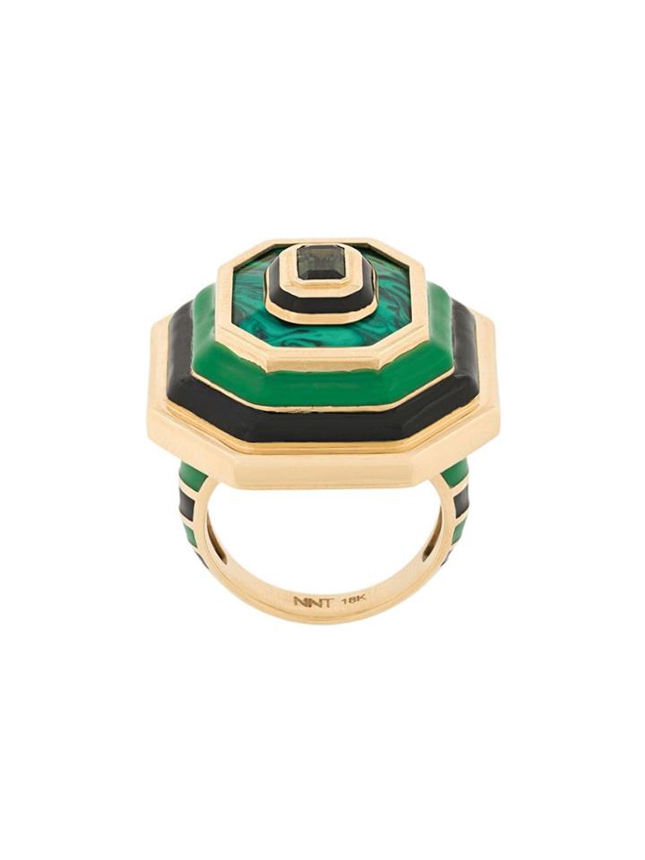 Nevernot Geometric Embellished Ring - Green