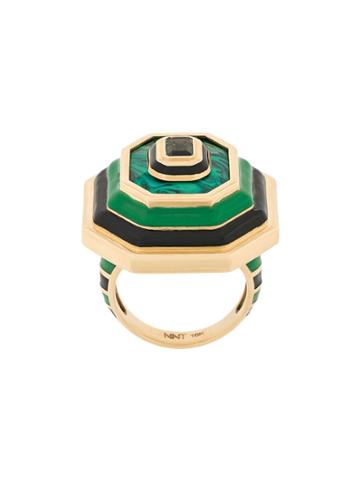 Nevernot Geometric Embellished Ring - Green