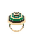 Nevernot Geometric Embellished Ring - Green