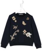 Ermanno Scervino Junior Embroidered Sweatshirt, Girl's, Size: 6 Yrs, Blue