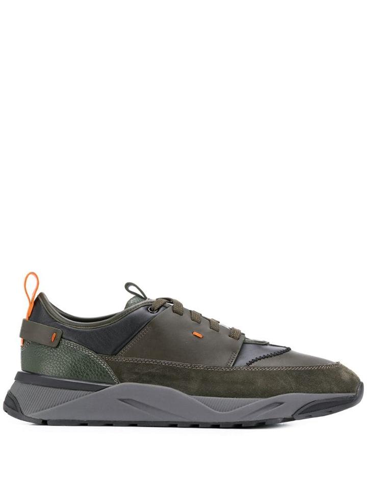Santoni Panelled Sneakers - Green