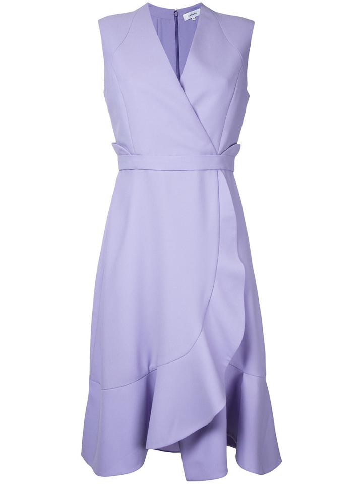 Carven Frill Hem Wrap Dress, Women's, Size: 40, Pink/purple, Polyester