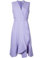 Carven Frill Hem Wrap Dress, Women's, Size: 40, Pink/purple, Polyester