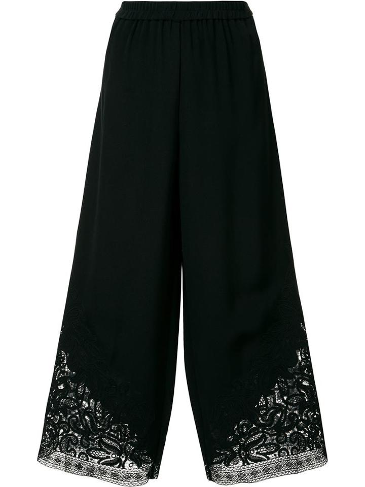 Kobi Halperin Lace Hem Cropped Trousers, Women's, Size: Xs, Black, Silk