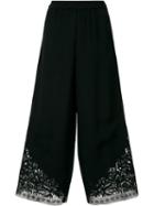Kobi Halperin Lace Hem Cropped Trousers, Women's, Size: Xs, Black, Silk