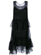 P.a.r.o.s.h. Frill Trim Asymmetric Hem Dress - Black