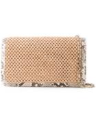 Casadei - Woven Snake Trim Shoulder Bag - Women - Nappa Leather/polyamide/satin - One Size, Nude/neutrals, Nappa Leather/polyamide/satin