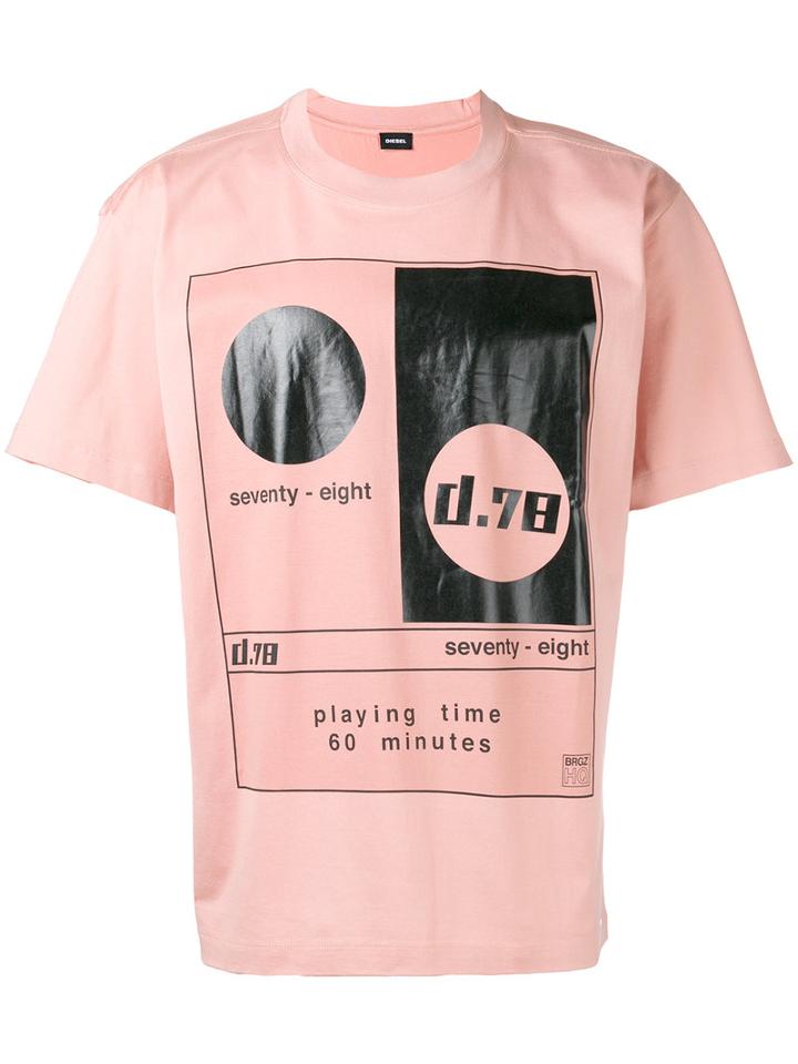 Diesel 78 Print T-shirt, Men's, Size: Medium, Pink/purple, Cotton
