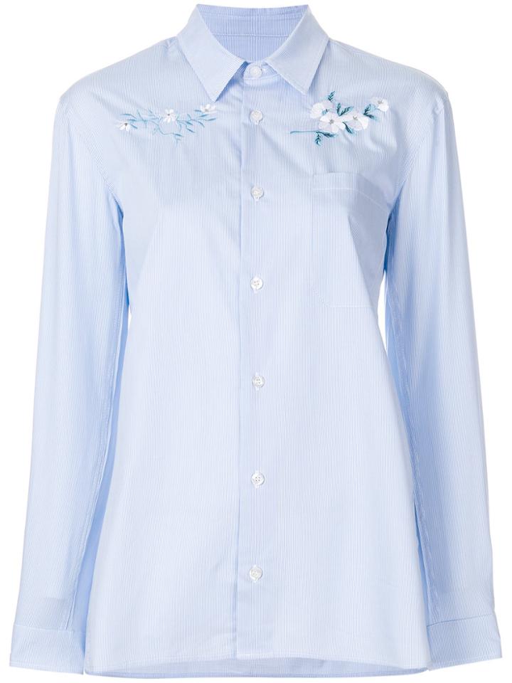 Ermanno Scervino Embellished Neck Striped Shirt - Blue
