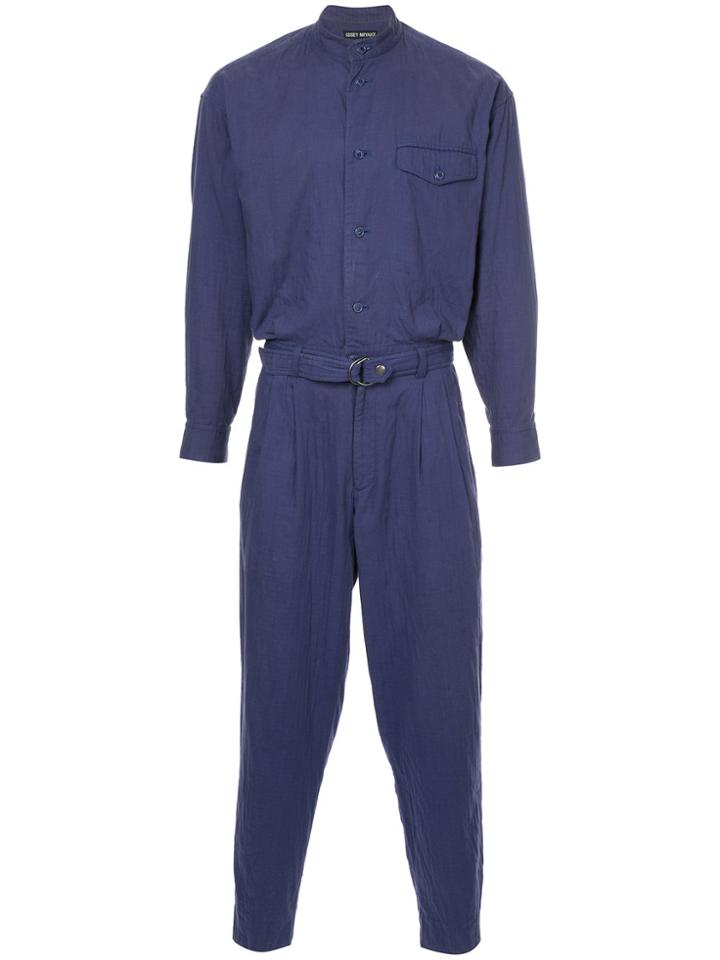 Issey Miyake Vintage Mandarin-collar Belted Jumpsuit - Pink & Purple