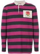Kent & Curwen Striped Longlseeved Polo Shirt - Pink & Purple