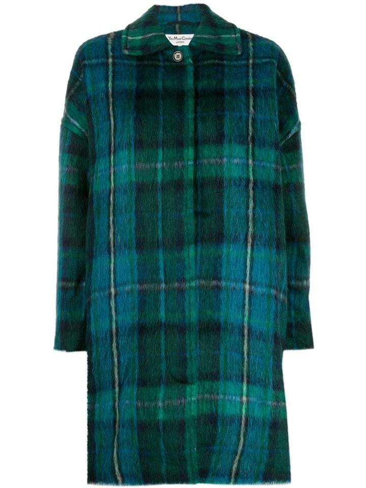 Ymc Oversized Tartan Coat - Green