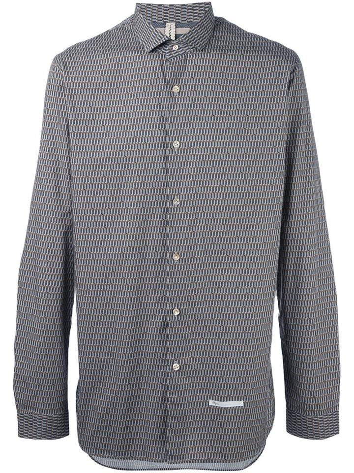 Dnl Printed Cut-away Collar Shirt