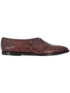 Atp Atelier Gela Snakeskin Embossed Flats - Red