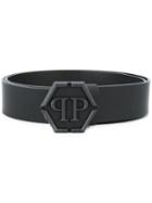 Philipp Plein - Hexagon Buckle Belt - Men - Calf Leather - 105, Black, Calf Leather