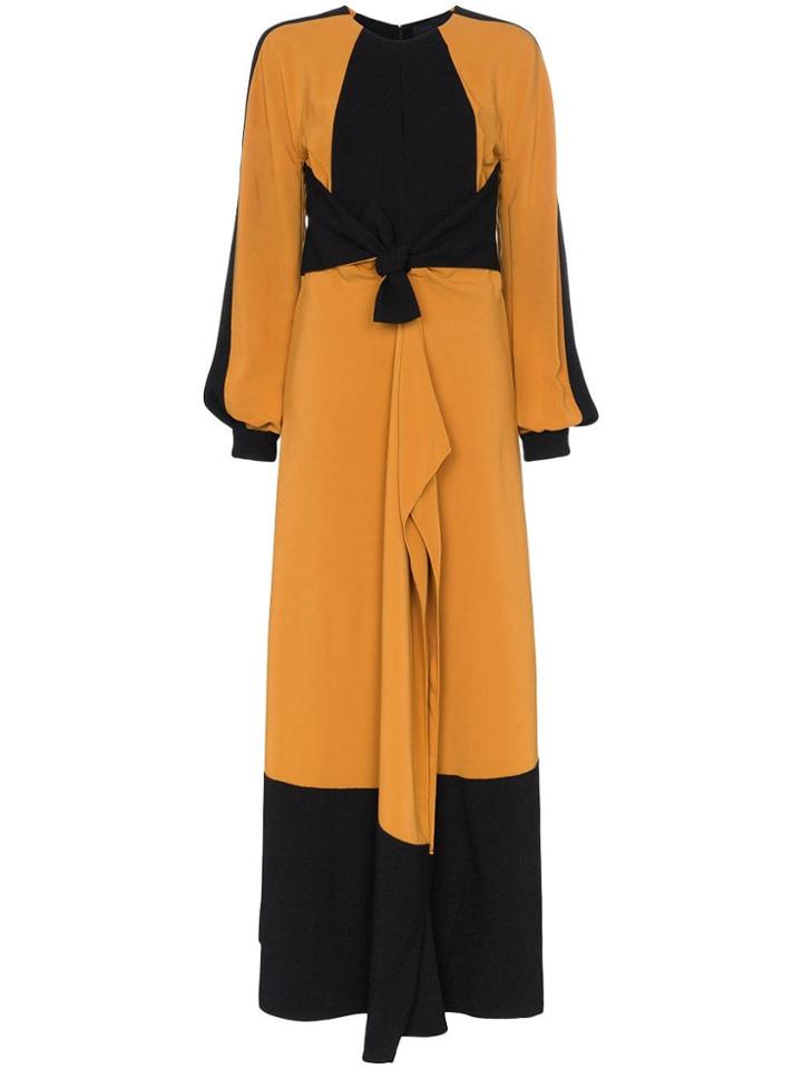 Proenza Schouler Panelled Bow Crepe Midi Dress - Yellow & Orange