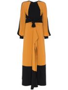 Proenza Schouler Panelled Bow Crepe Midi Dress - Yellow & Orange